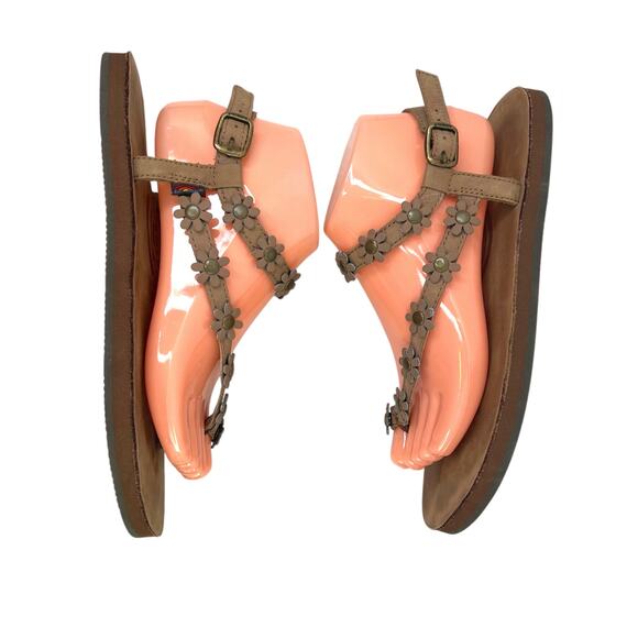 RAINBOW Delilah Toe Loop Floral Strappy Ankle Leather Sandals in Tan Women Sz. 9 - Picture 8 of 16